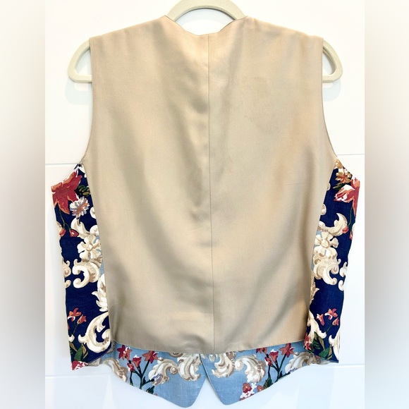 Classiques For Nordstrom Tapestry Vintage Vest Woman's Size Medium Linen Flowers - Picture 7 of 9